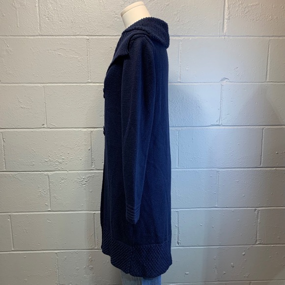 Lo. Ri. Navy Blue Knit Wool Blend Cardigan Sweater Button Front Women's Medium - Picture 5 of 10